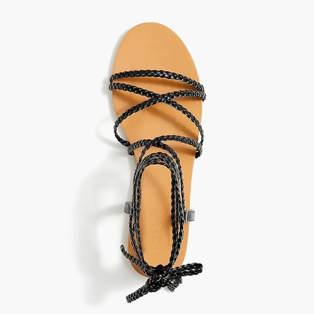 NEW JCrew braided vegan lace up sandals black
